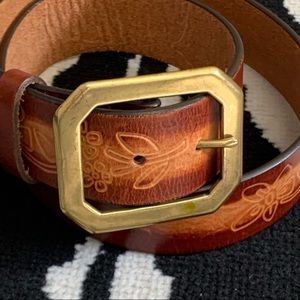 Vintage Tooled Leather Belt